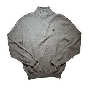 POLO Ralph Lauren‎ Gray Pima Cotton 1/4 Zip Long Sleeve Pullover Sweater XL